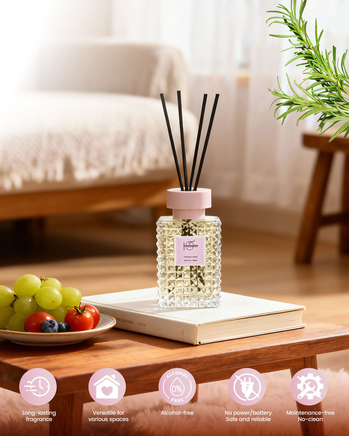 Reed Diffuser Set, Cashmere Vanilla Scent