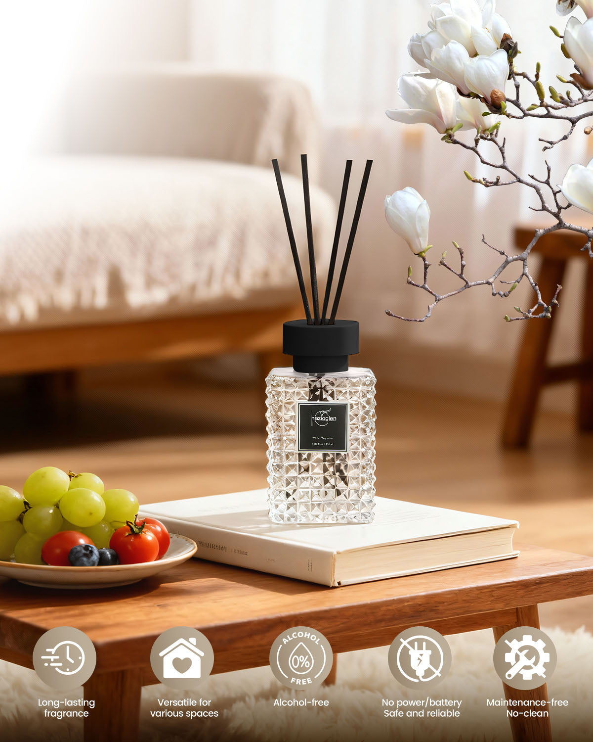 Reed Diffuser Set, White Magnolia Scent