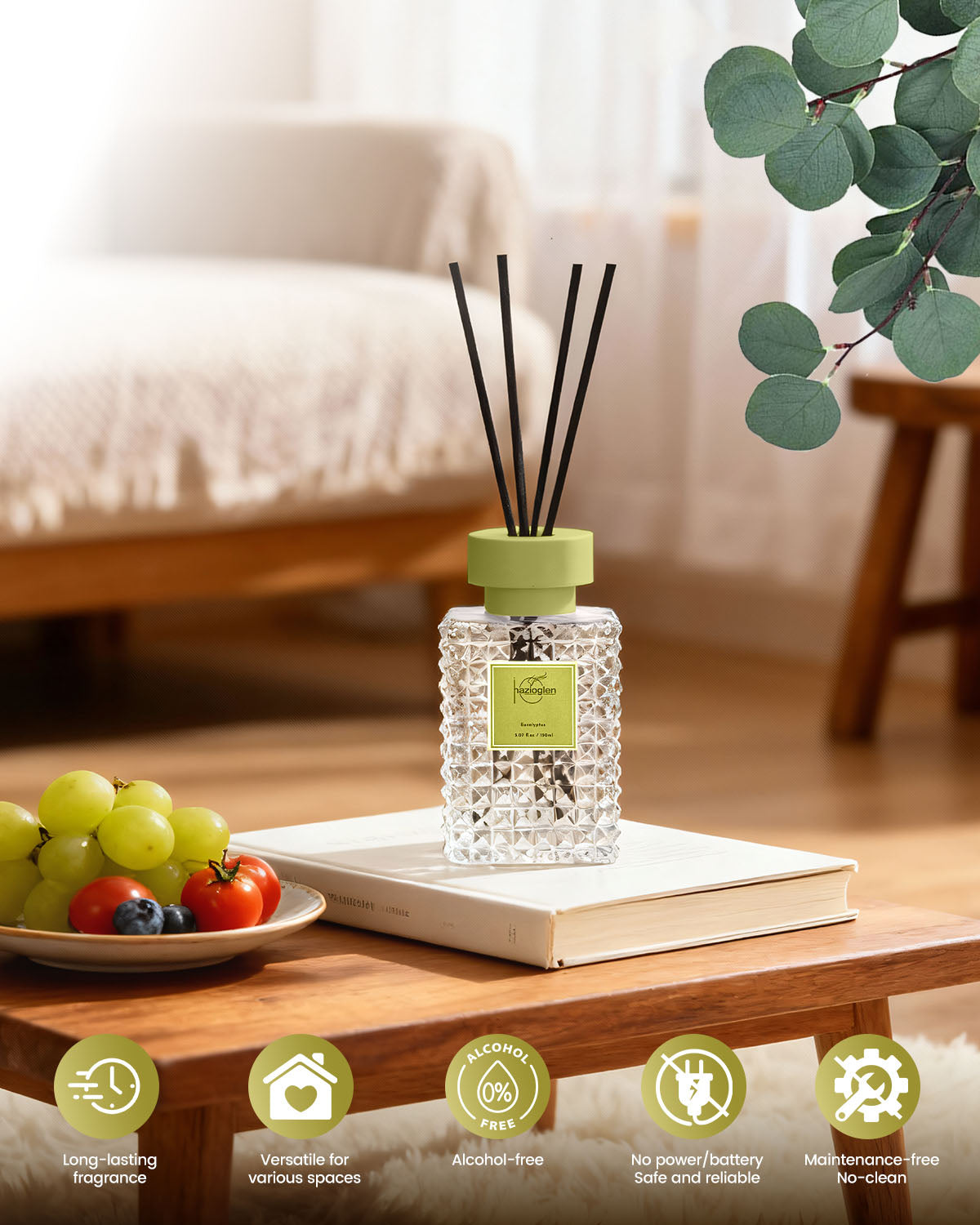 Reed Diffuser Set, Eucalyptus Scent