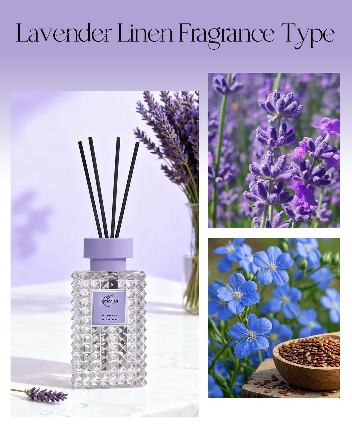 Reed Diffuser Set, Lavender Linen Scent