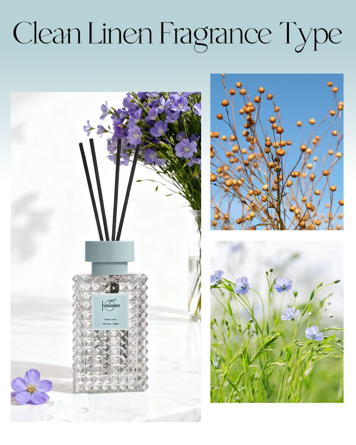 Reed Diffuser Set, Clean Linen Scent