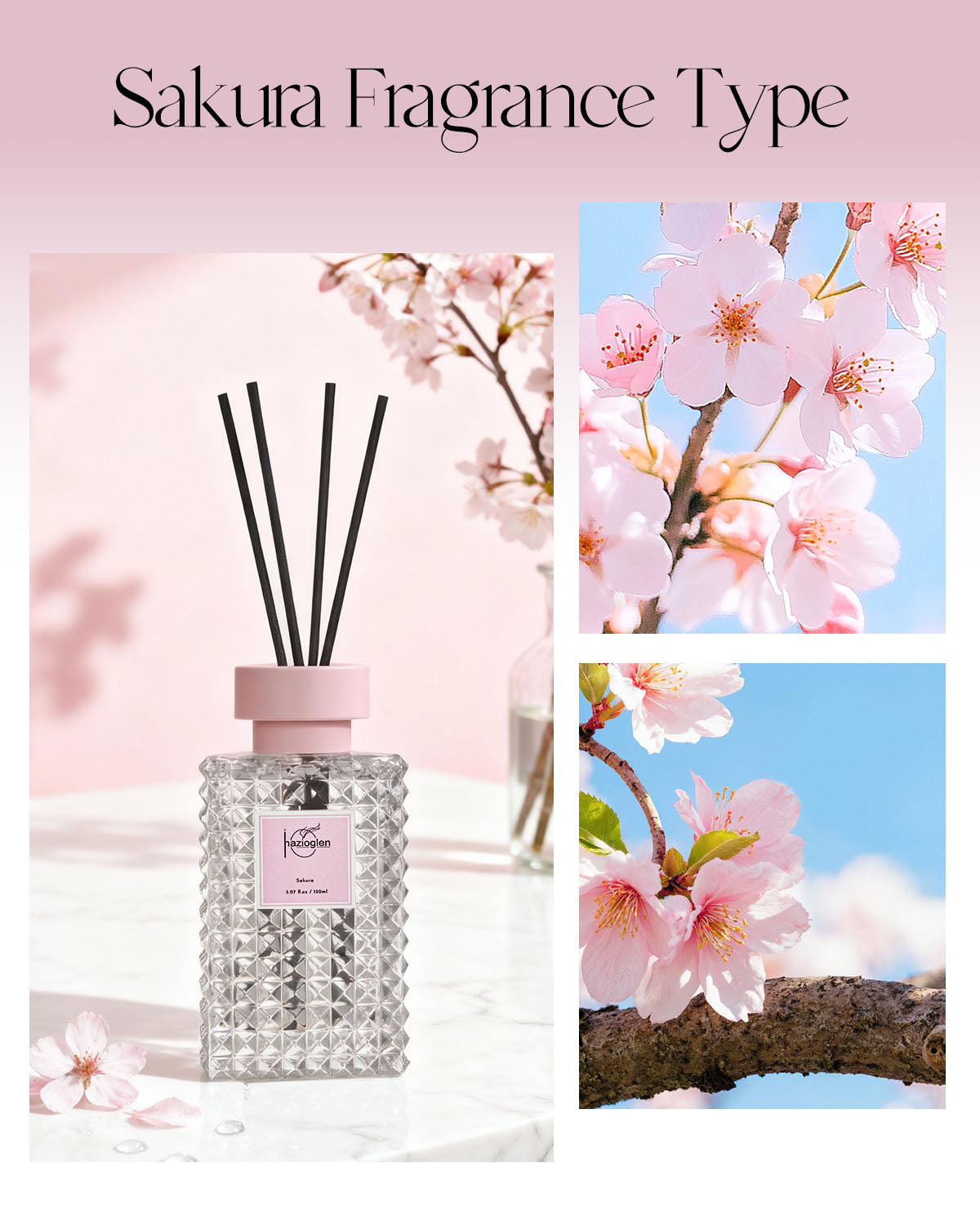 Reed Diffuser Set, Sakura Scent