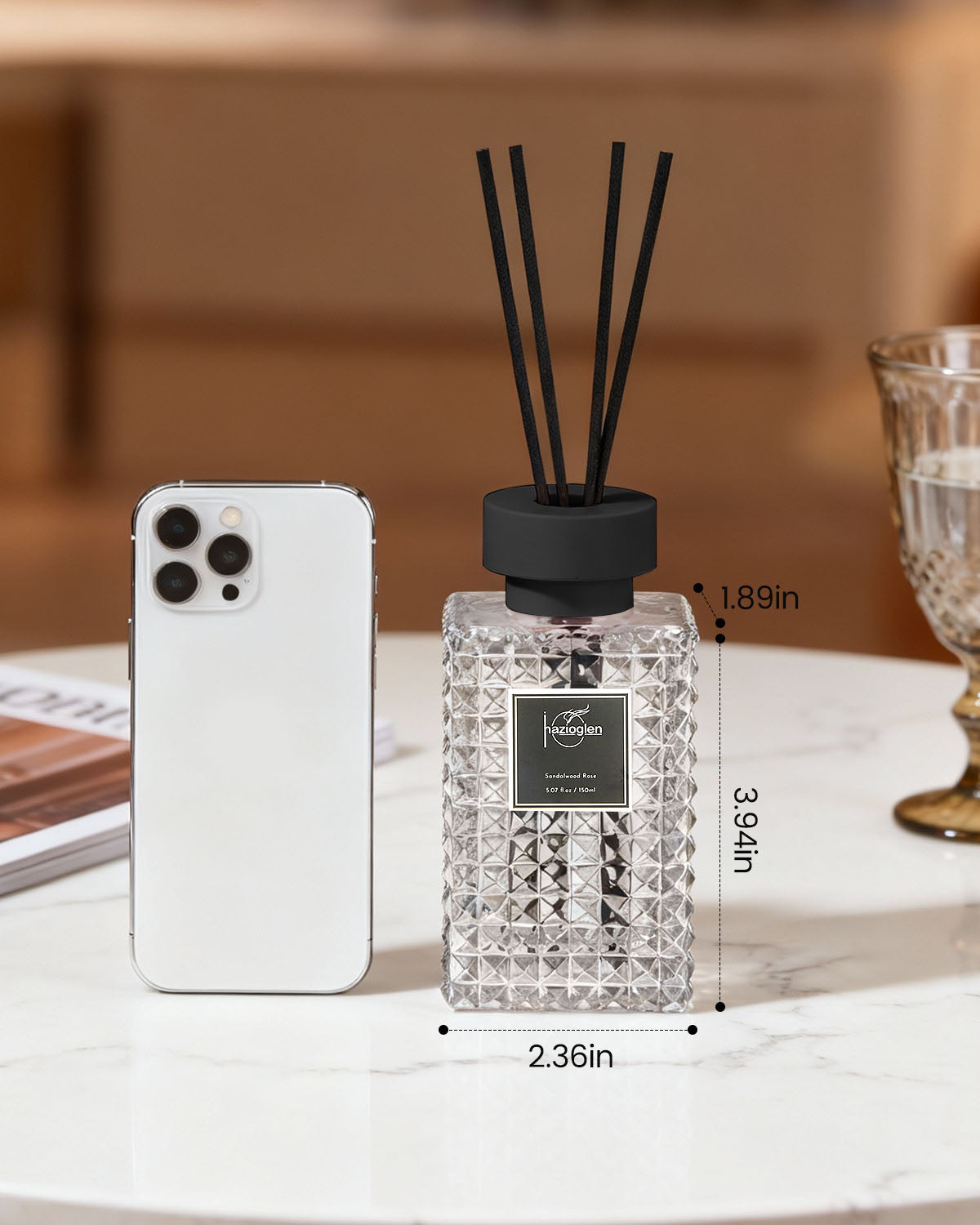 ルームフレグランス、リードディフューザーセット、サンダルウッドローズ(Sandalwood Rose)の香り