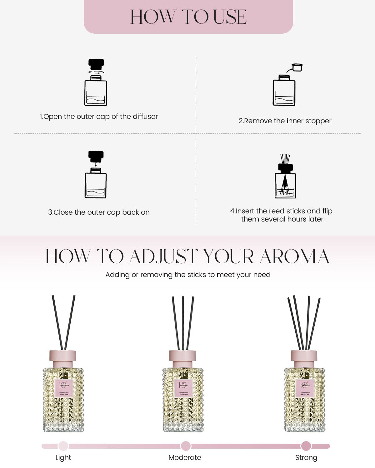 Reed Diffuser Set, Cashmere Vanilla Scent